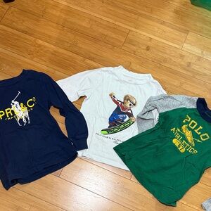 Polo by Ralph Lauren Kids Long Sleeve Shirt Trio - Navy, White, Green 3/4T